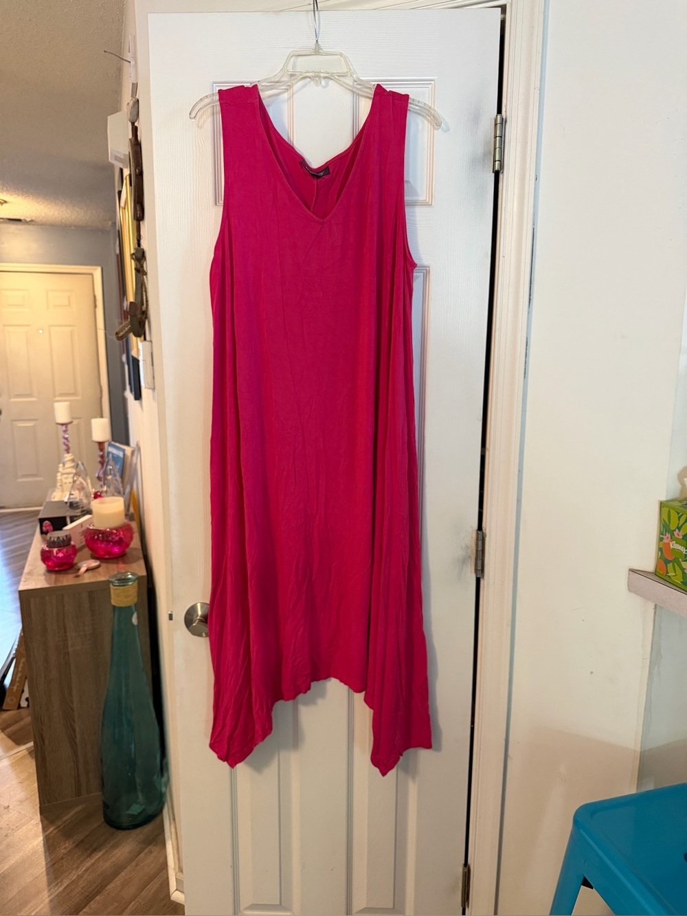 Roaman's Hot Pink Sleeveless V-Neck Dress